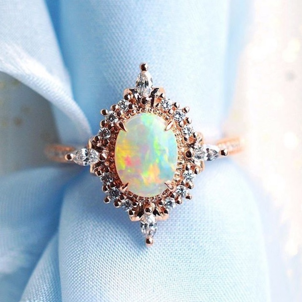 💎Gold plated Australian fire opal ring - Picture 4 of 5